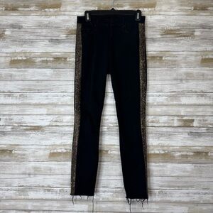 MOTHER Black High Waisted Looker Ankle Frayed Guilly Flash Jeans Women’s size 27